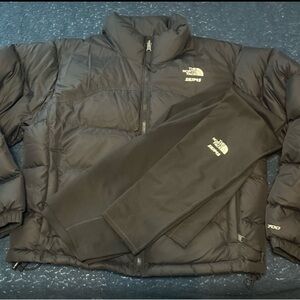The North Face X Skims Black Puffer Jacket and rafina Pants Set size M
